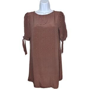 Jenny Han Women's Sz M Silk Chevron Patterned Short Sleeve Mini Dress (1893)